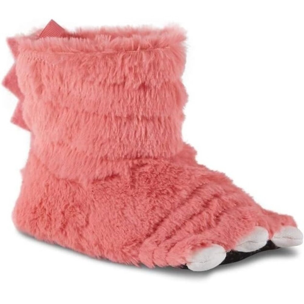 Girls Simply Stated Pink DINOSAUR Monster Fur Bootie Slippers Size 13/1 2/3 NWT